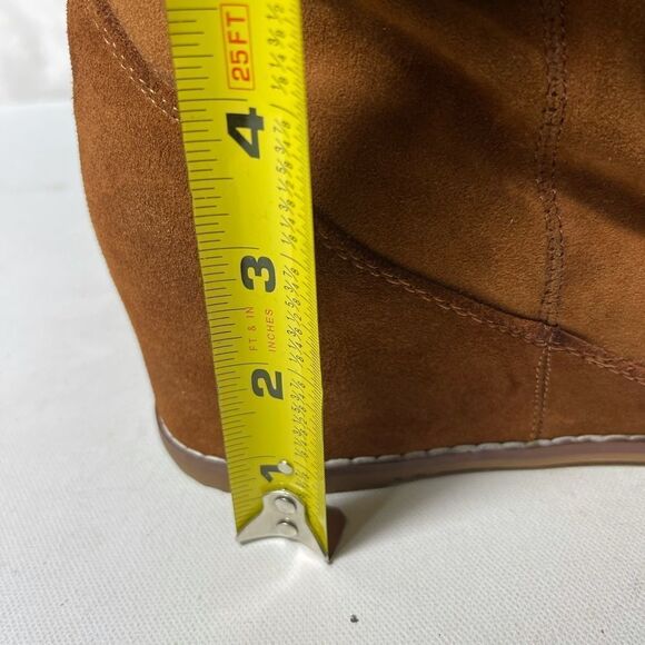 Aldo brown suede leather ankle boots 3” heels wedge SZ9 . - Picture 4 of 9